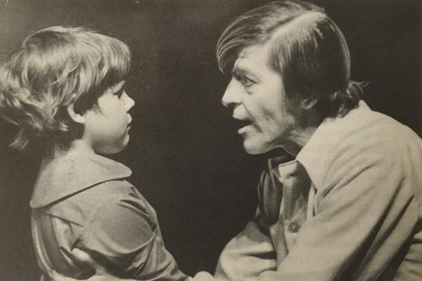 The photo is Ayers in the 1970 premiere of The Night Thoreau Spent in Jail, with his son Michael as Edward.
